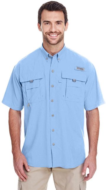 Columbia Men's Bahama™ II 3 oz., 100% Tactel Nylon Short-Sleeve Button Up Casual Dress Shirt